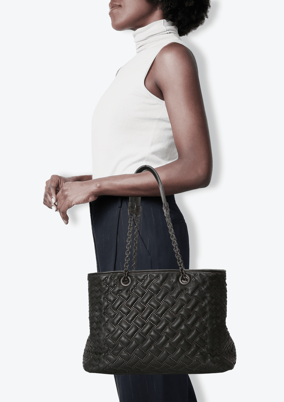 Bolsa Bottega Veneta Intrecciato Nappa Tote Preta Original – Gringa