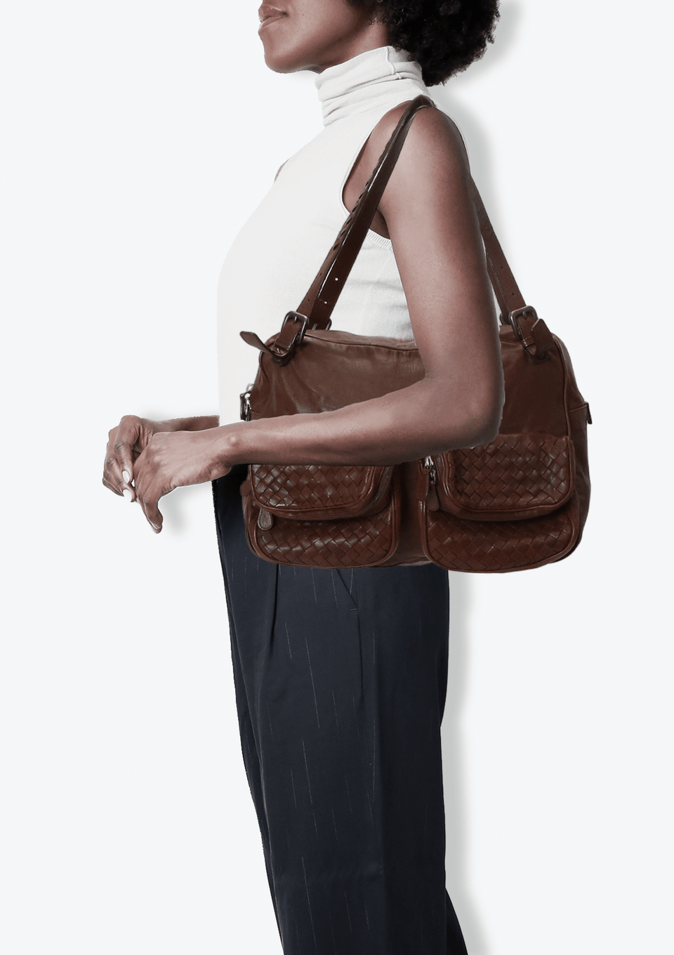 VINTAGE DOUBLE POCKET INTRECCIATO BAG