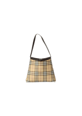 CHECK COATED CANVAS SHOULDER BAG