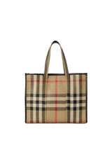 VINTAGE CHECK EAST WEST BOOK TOTE