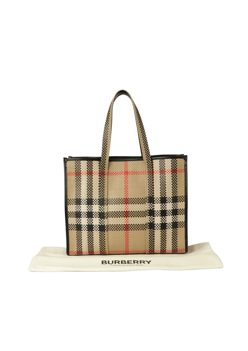 VINTAGE CHECK EAST WEST BOOK TOTE