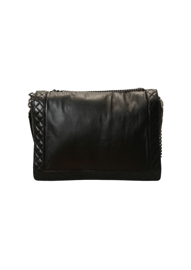 CALFSKIN ENCHAINED LARGE BOY FLAP BLACK