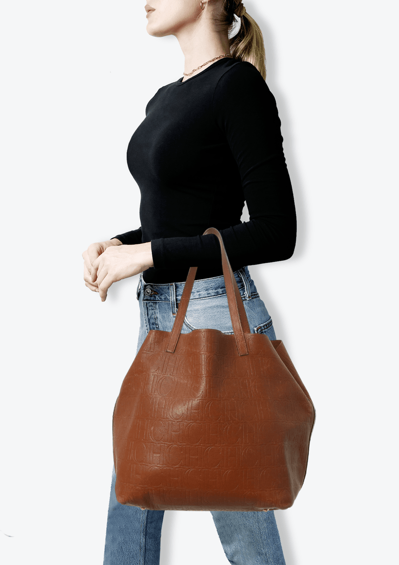 LEATHER EMBOSSED LOGO BAG