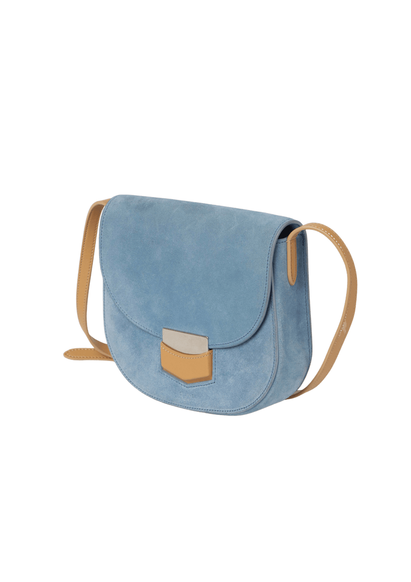 Bolsa Celine Suede Trotteur Bag Azul Original Gringa