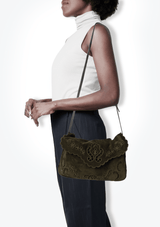 CC SUEDE EMBROIDERED MESSENGER