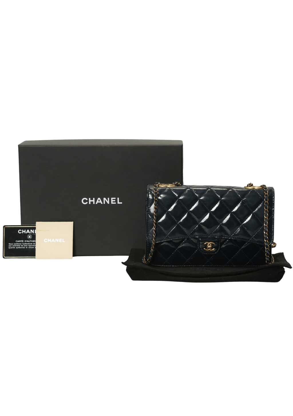 Chanel Peach Quilted Patent Leather Wallet On Chain Bag
