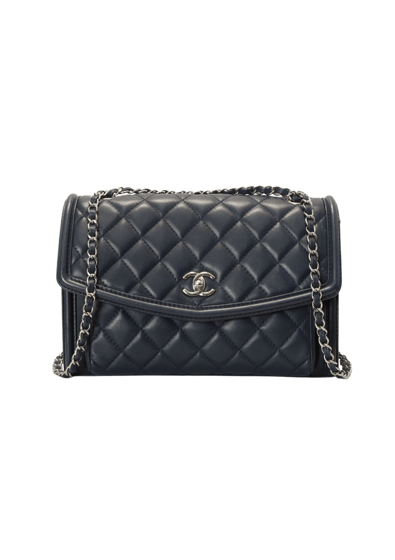 GEOMETRIC LAMBSKIN QUILTED FLAP BAG