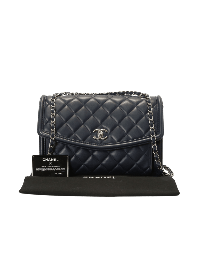 GEOMETRIC LAMBSKIN QUILTED FLAP BAG