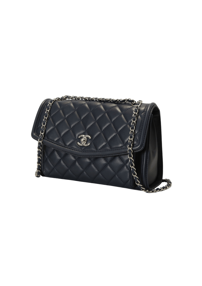 GEOMETRIC LAMBSKIN QUILTED FLAP BAG