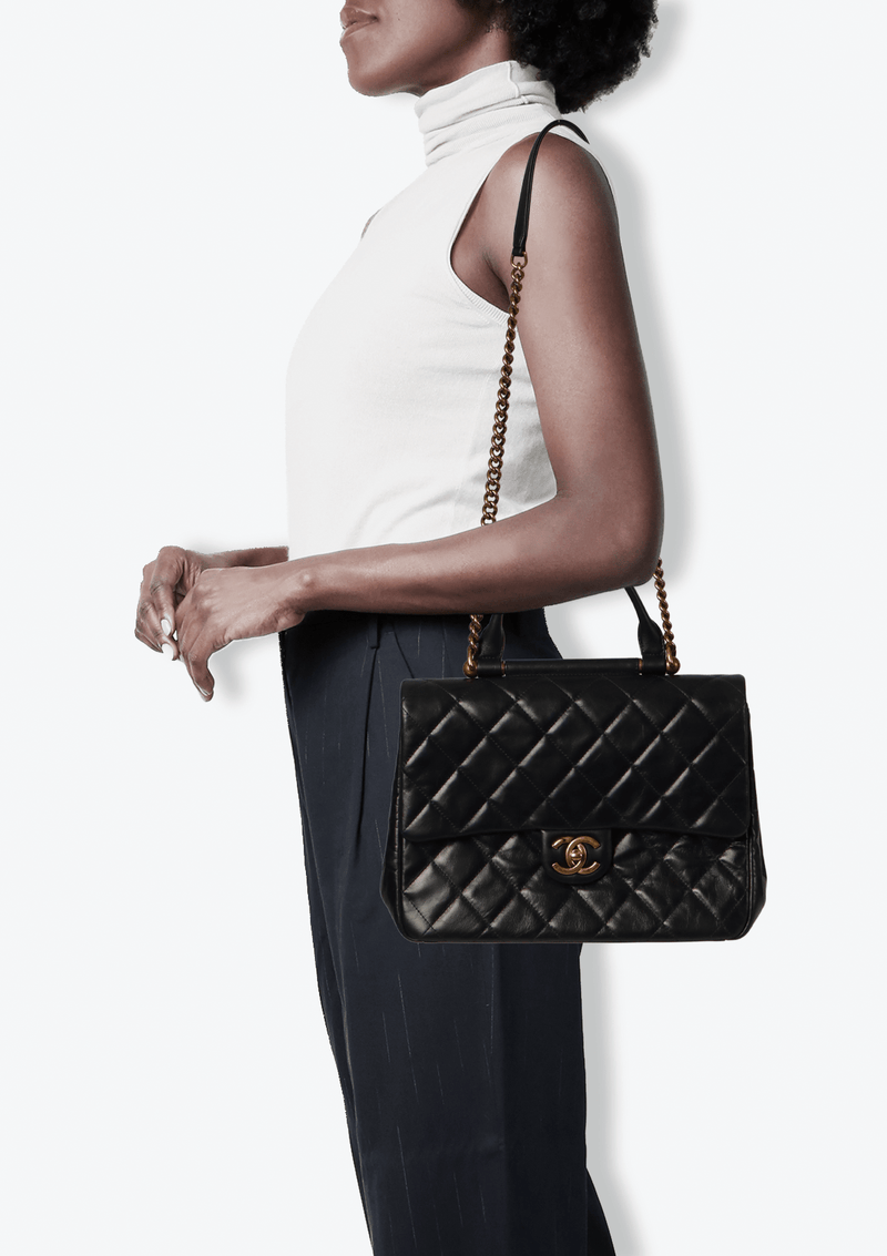 Bolsa Chanel Gold Bar Top Handle Bag Azul Original Gringa