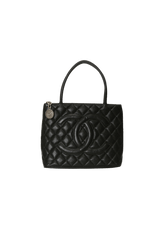 MEDALLION QUILTED CAVIAR TOTE