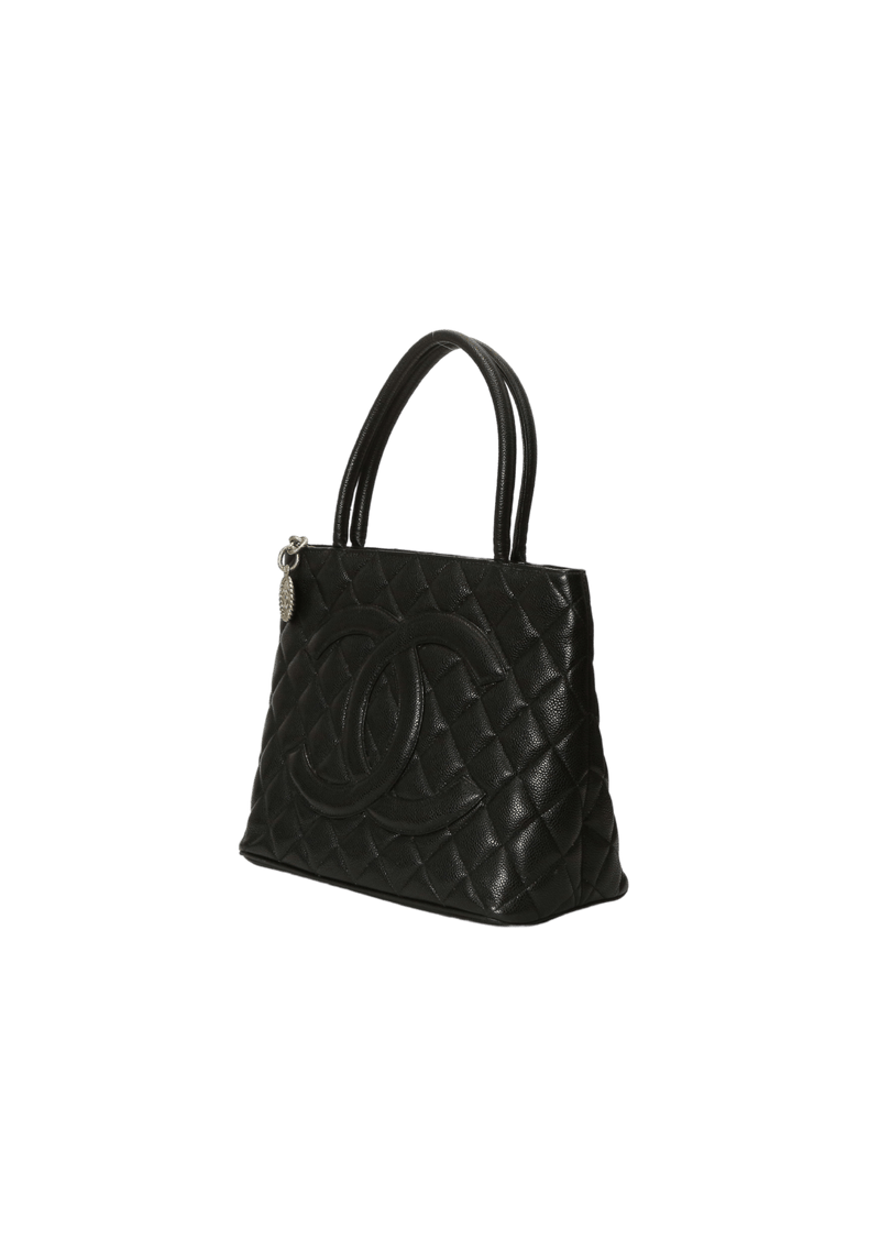 MEDALLION QUILTED CAVIAR TOTE