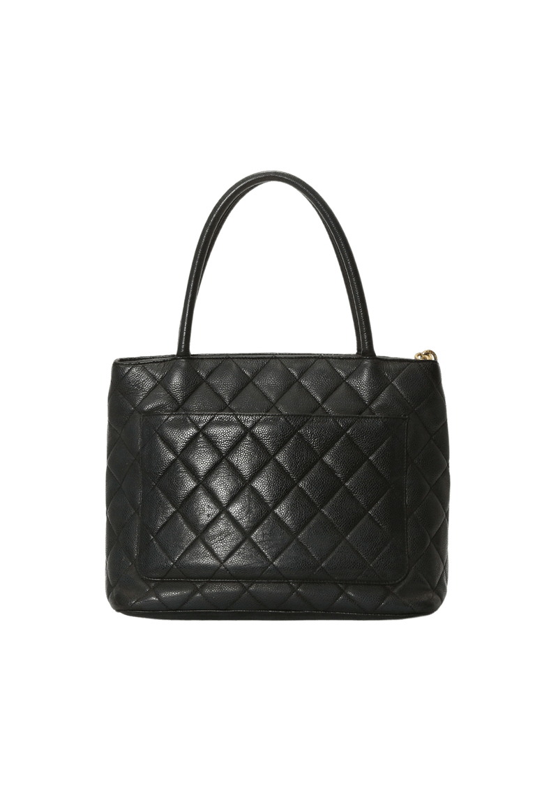 MEDALLION QUILTED CAVIAR TOTE