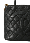 MEDALLION QUILTED CAVIAR TOTE