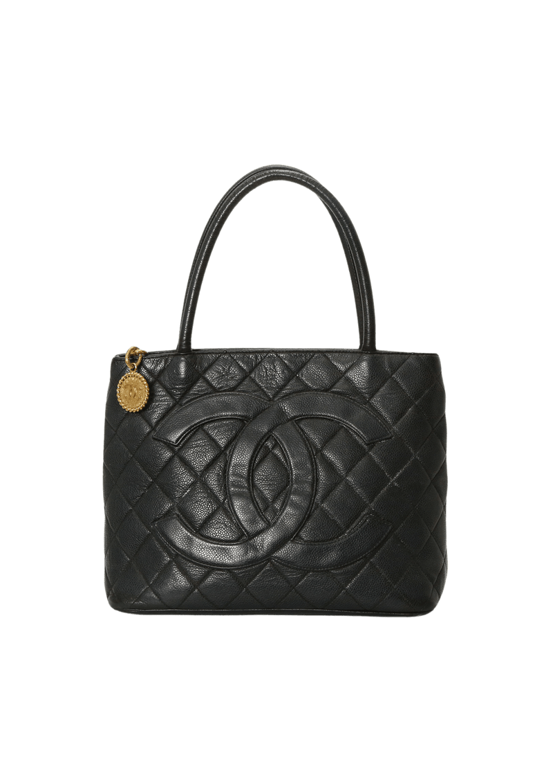 MEDALLION QUILTED CAVIAR TOTE