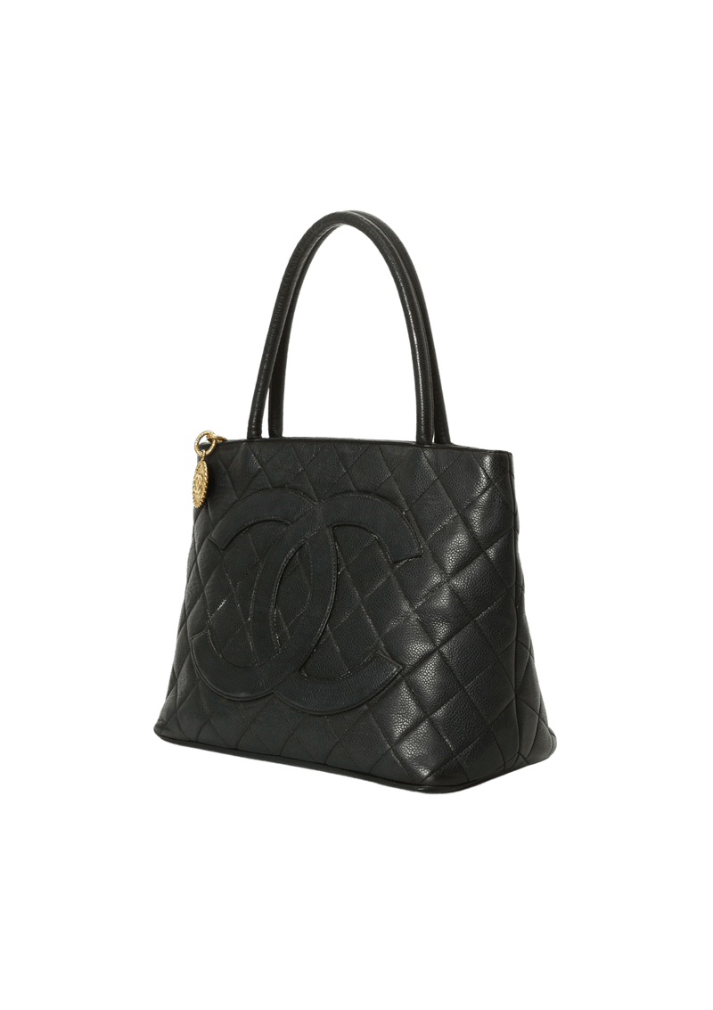 MEDALLION QUILTED CAVIAR TOTE