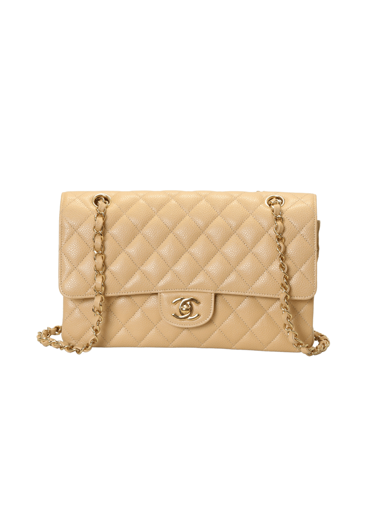 Bolsa Chanel Medium Classic Double Flap Caviar Bege Original – Gringa