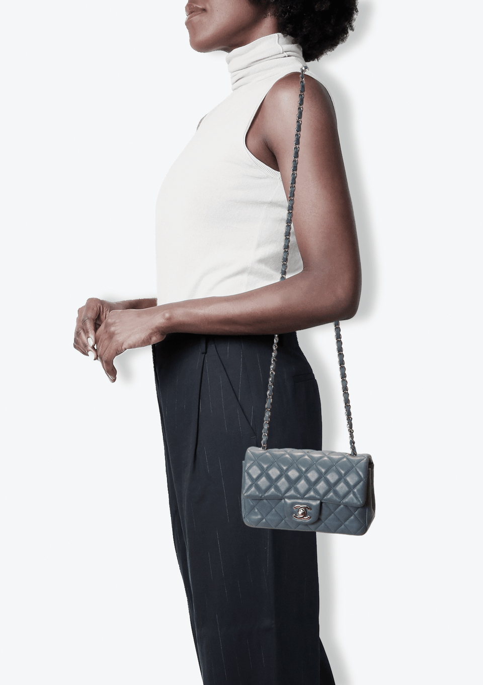 Bolsa Chanel Mini Classic Single Flap Azul Original – Gringa