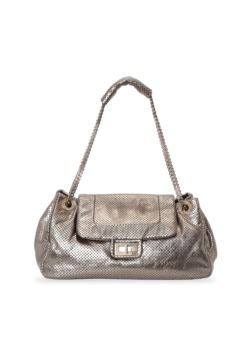 Bolsa Chanel Perforated Drill Accordion Flap Prata Original Gringa
