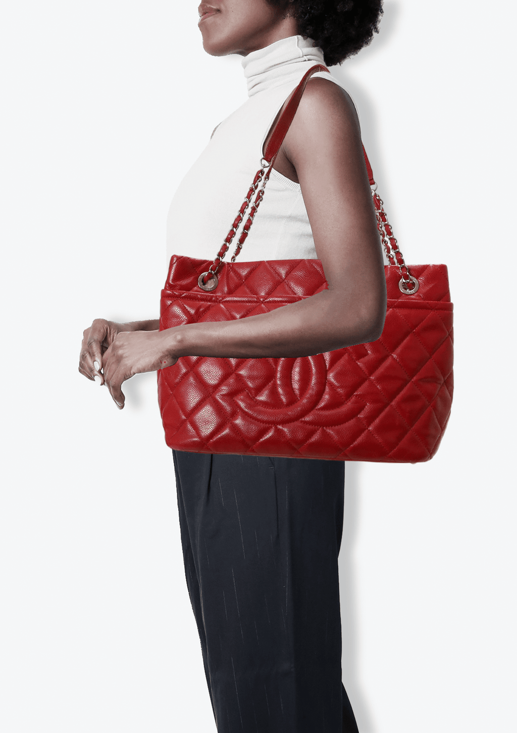 Bolsa Chanel Timeless Soft Shopper Tote Vermelha Original – Gringa