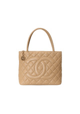 MEDALLION QUILTED CAVIAR TOTE
