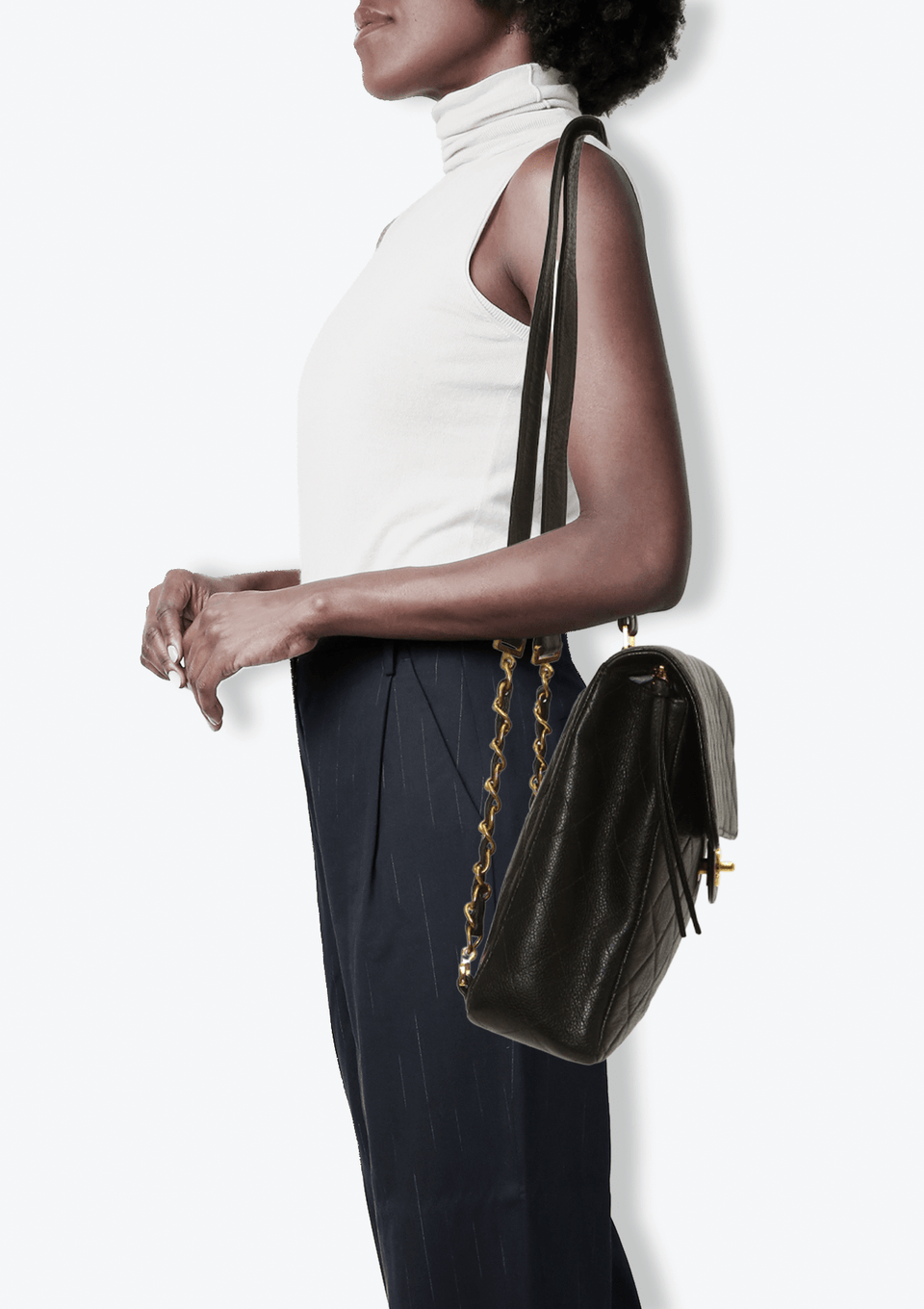 VINTAGE SQUARE FLAP CHAIN CAVIAR BACKPACK
