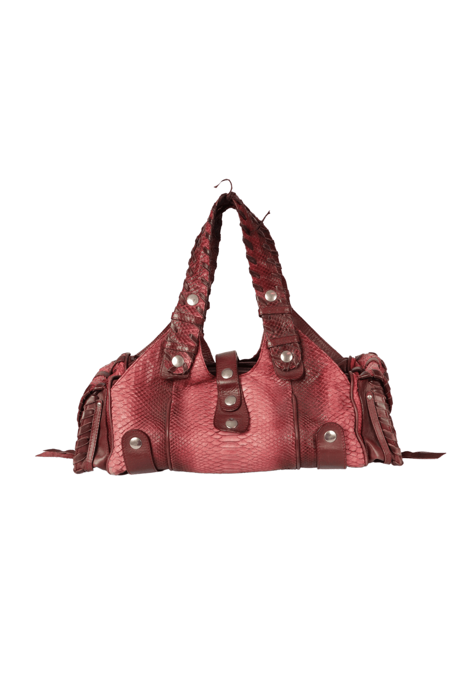 VINTAGE LEATHER TRIMMED SNAKESKIN BAG
