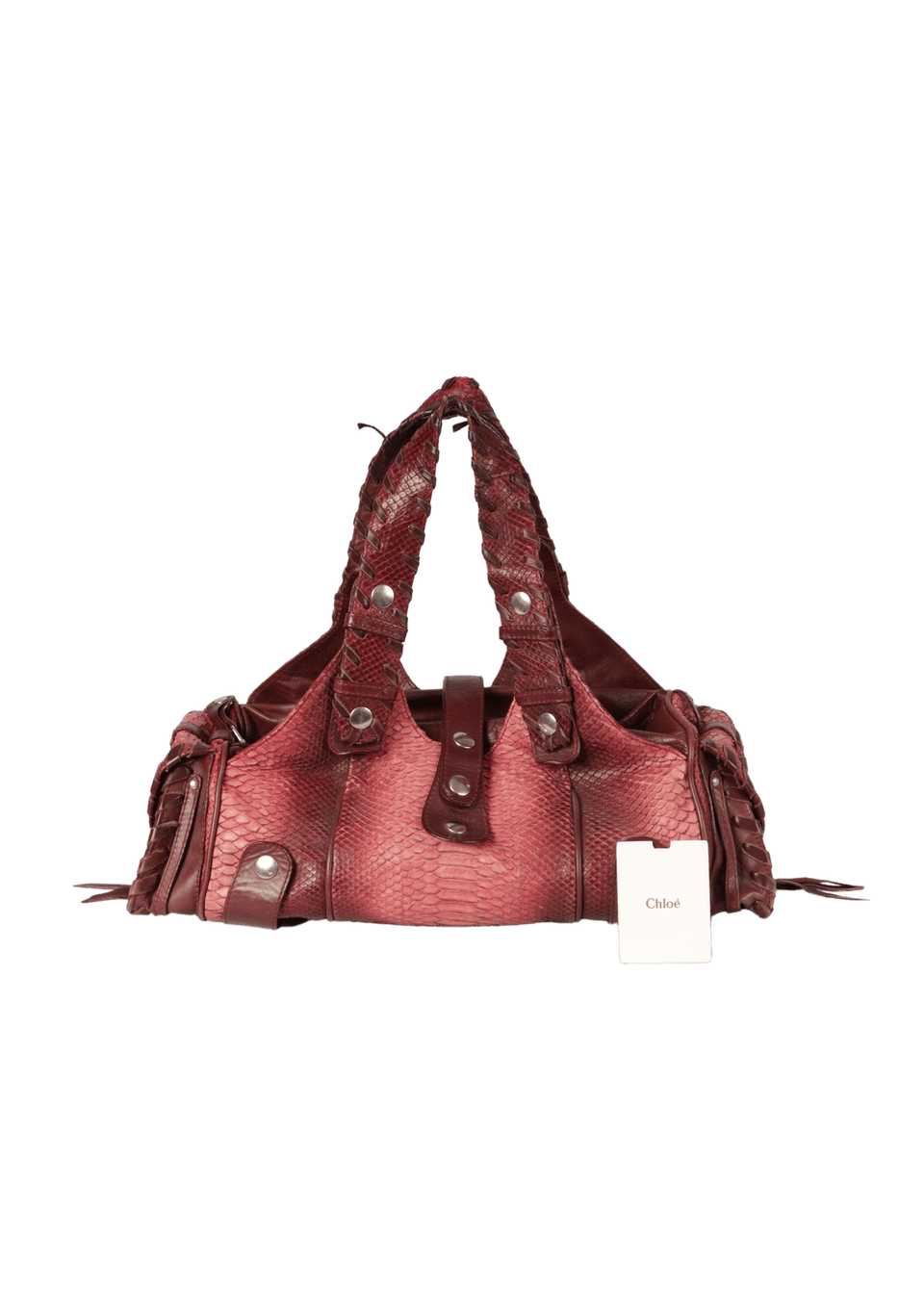 VINTAGE LEATHER TRIMMED SNAKESKIN BAG
