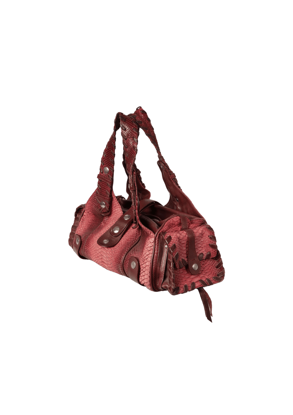 VINTAGE LEATHER TRIMMED SNAKESKIN BAG