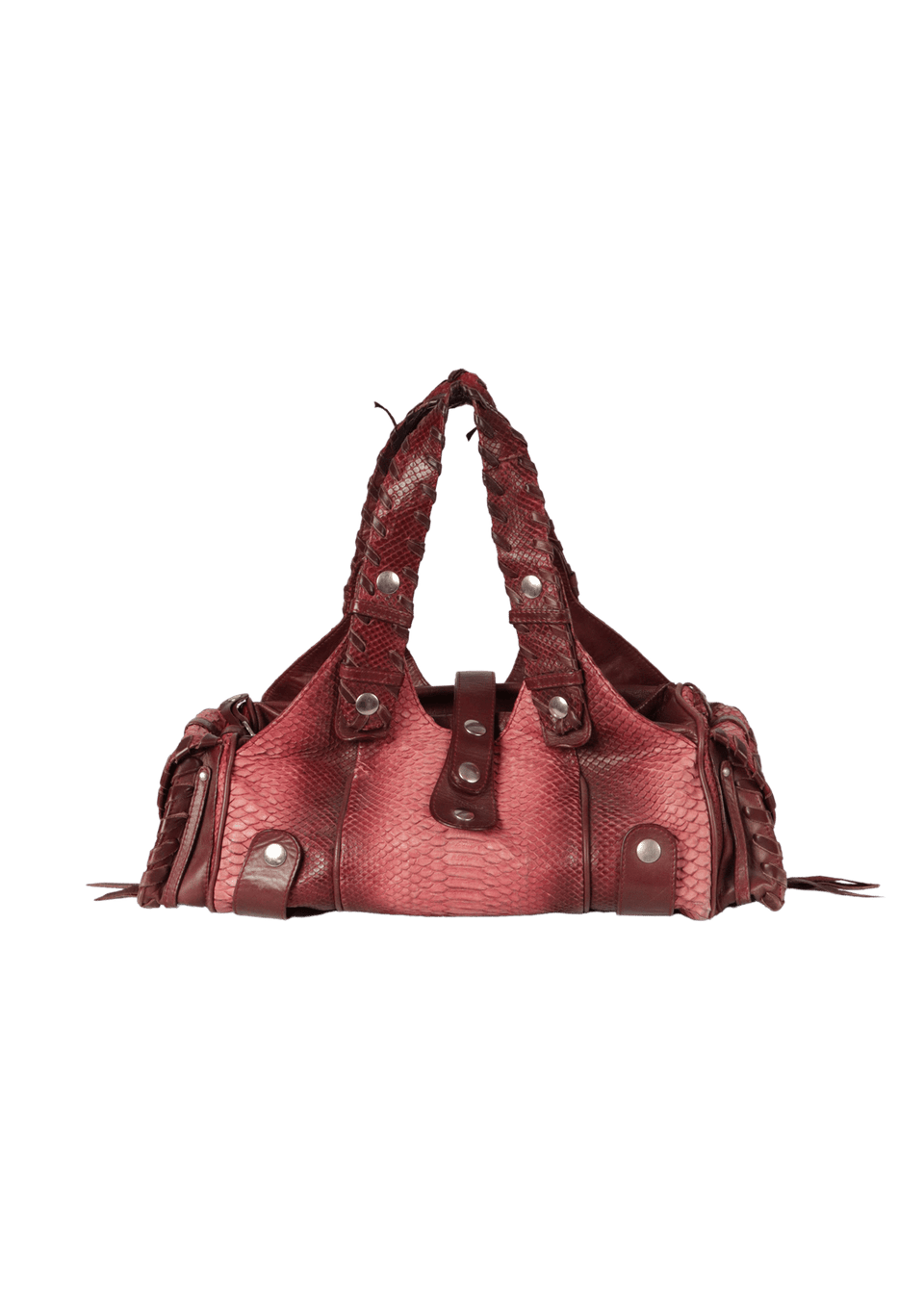 VINTAGE LEATHER TRIMMED SNAKESKIN BAG