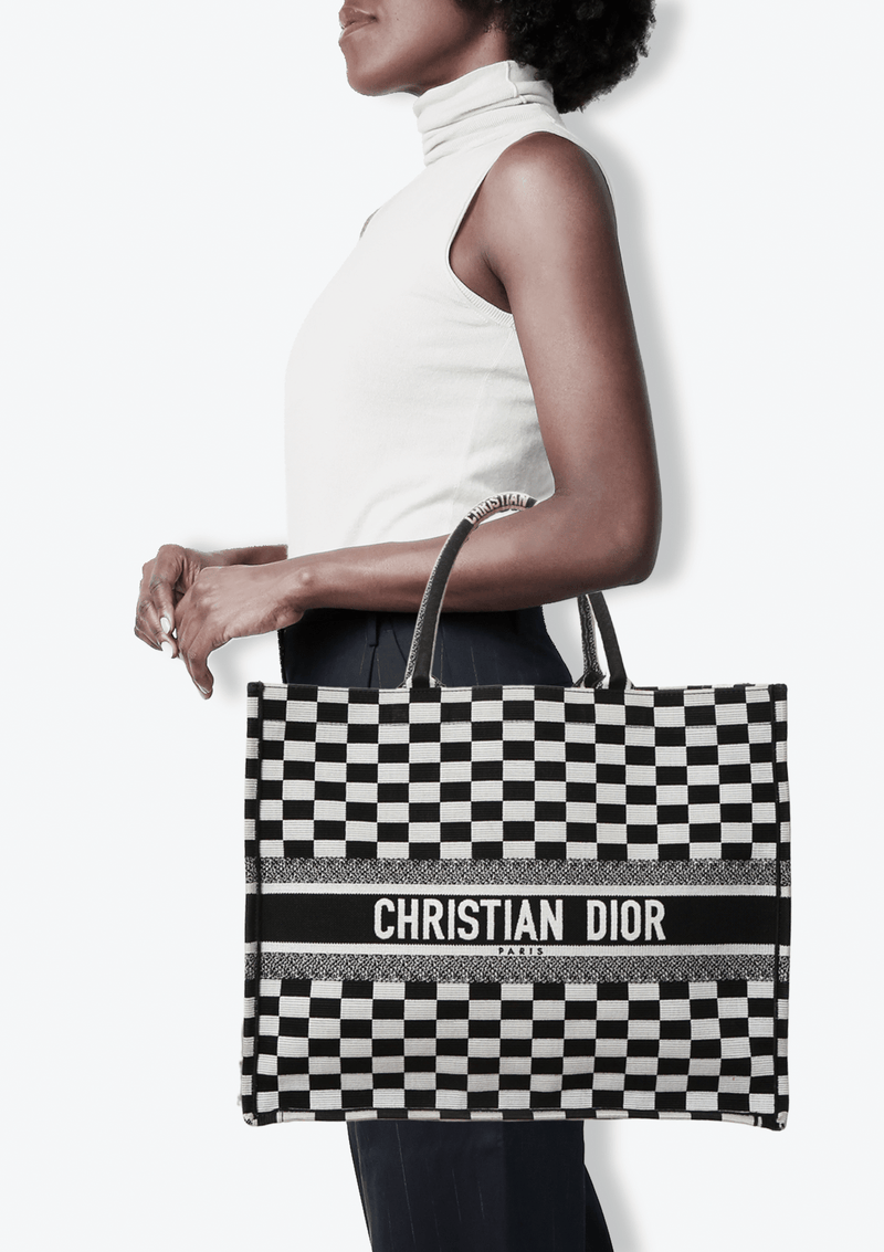 Dior checkered store book tote
