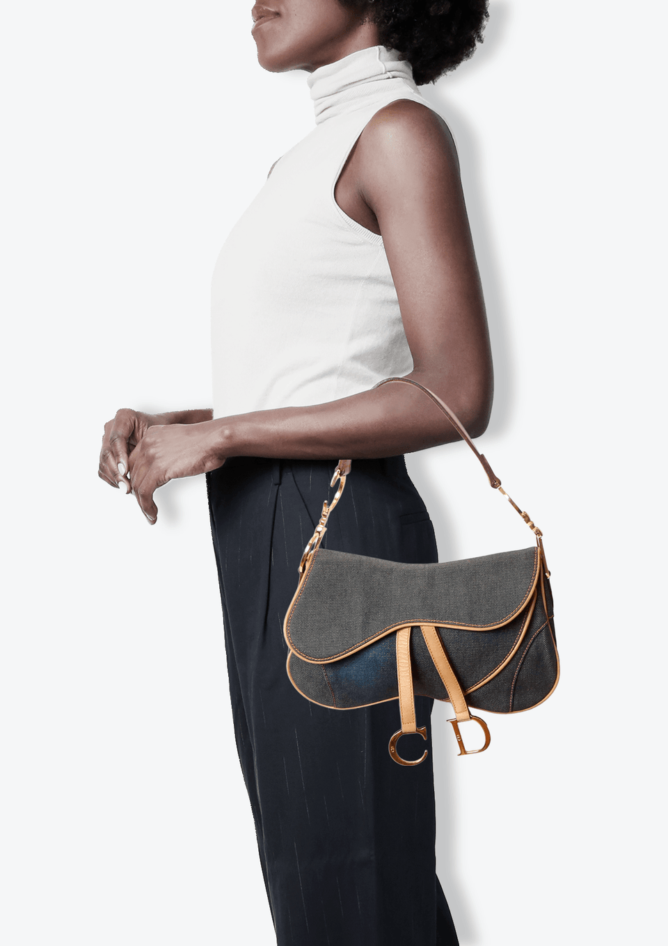 Bolsa Christian Dior Denim Double Saddle Bag Azul Original – Gringa