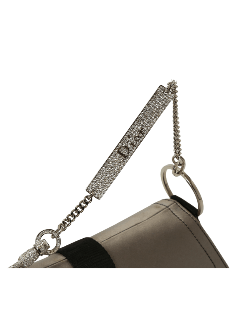 SATIN FLAP CRYSTAL CHAIN BAGUETTE