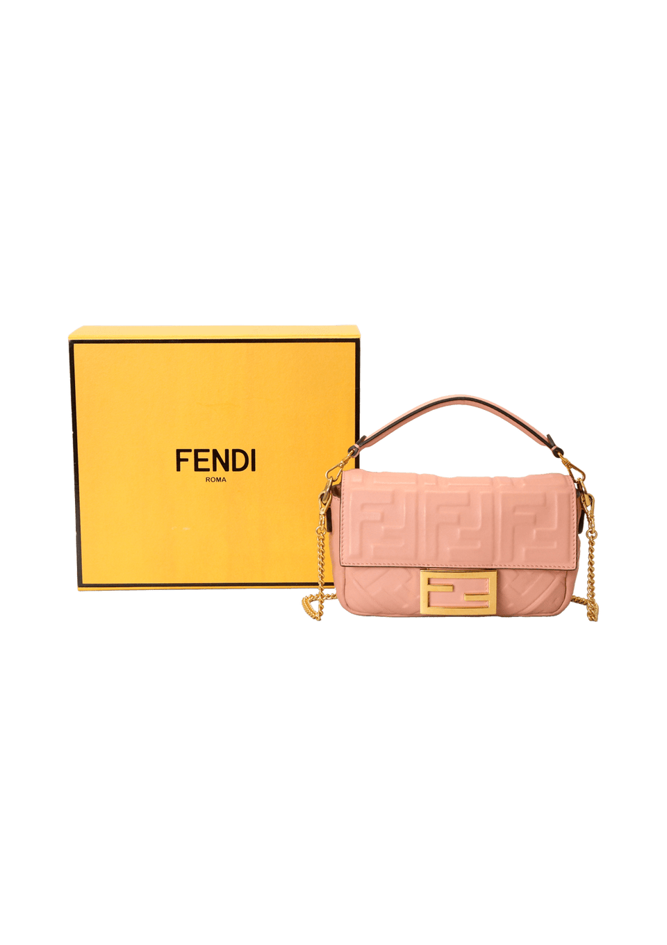 Bolsa Fendi FF Logo Mini Baguette Rosa Original – Gringa