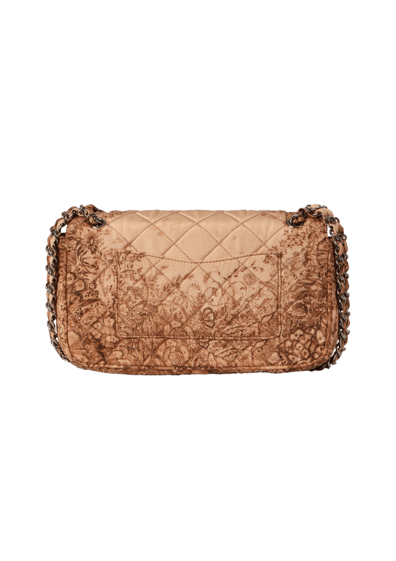 FLORAL PRINT QUILTED SILK FLAP BAG