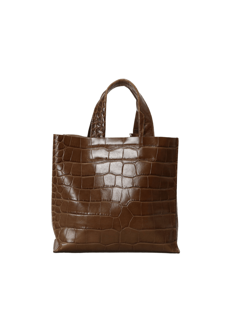 SMALL EMBOSSED CROCO LEATHER TOTE BAG