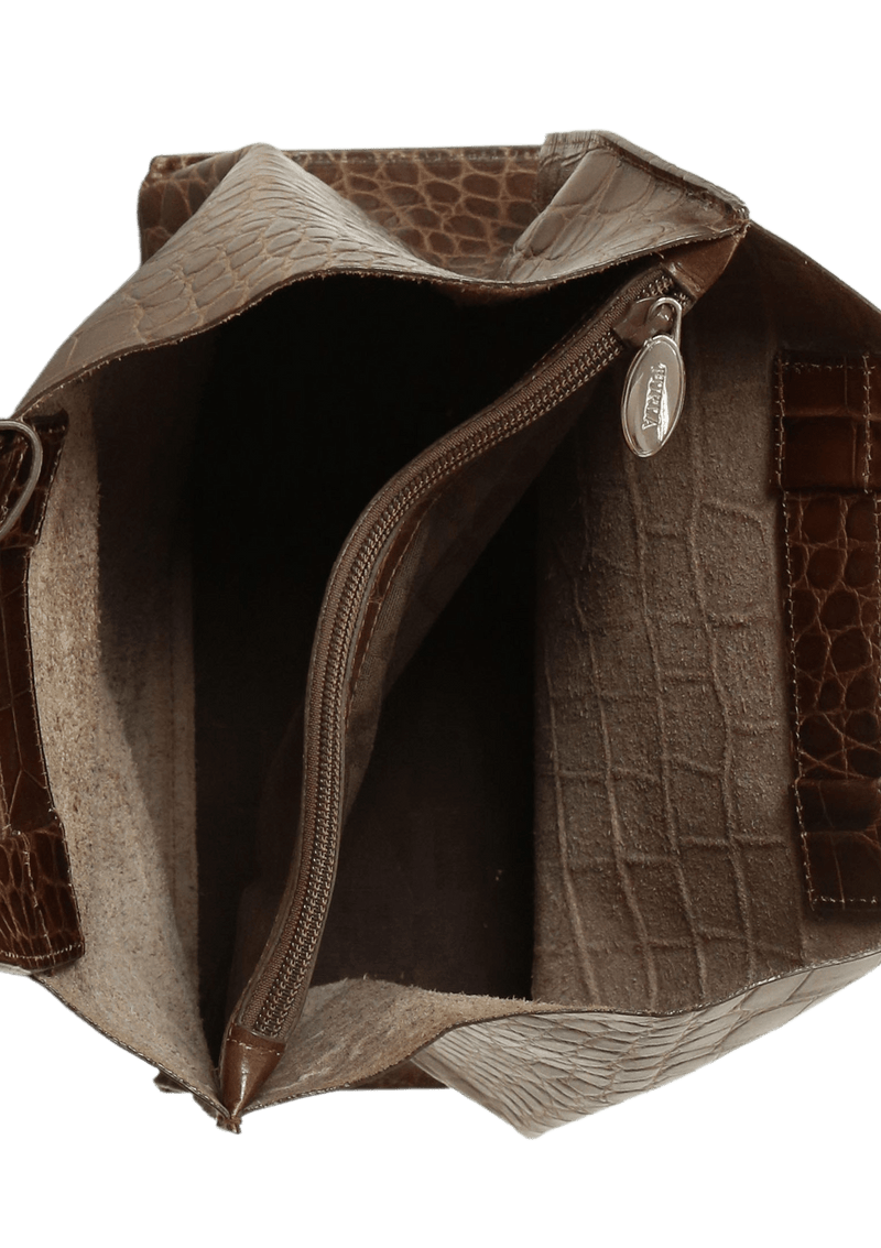 SMALL EMBOSSED CROCO LEATHER TOTE BAG