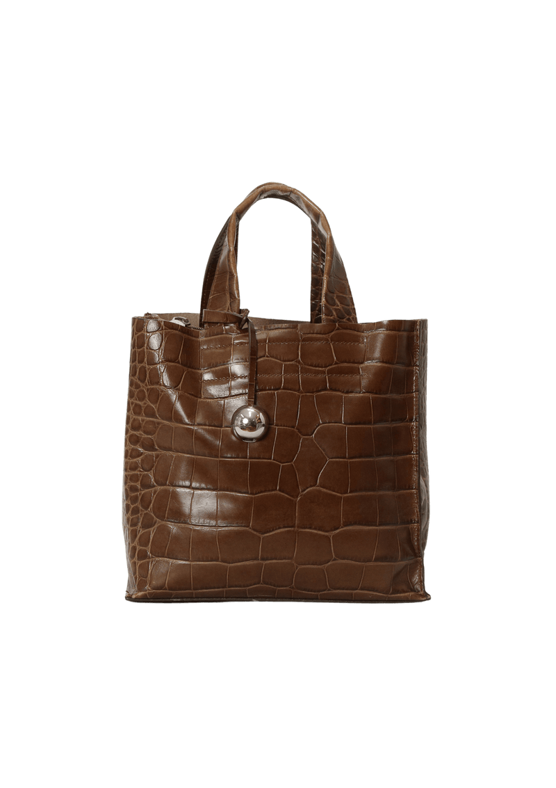 SMALL EMBOSSED CROCO LEATHER TOTE BAG