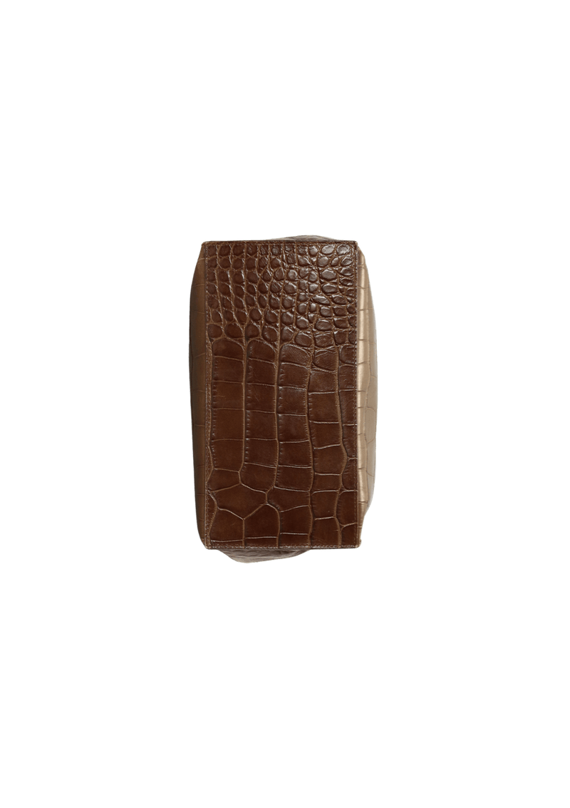 SMALL EMBOSSED CROCO LEATHER TOTE BAG