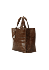 SMALL EMBOSSED CROCO LEATHER TOTE BAG