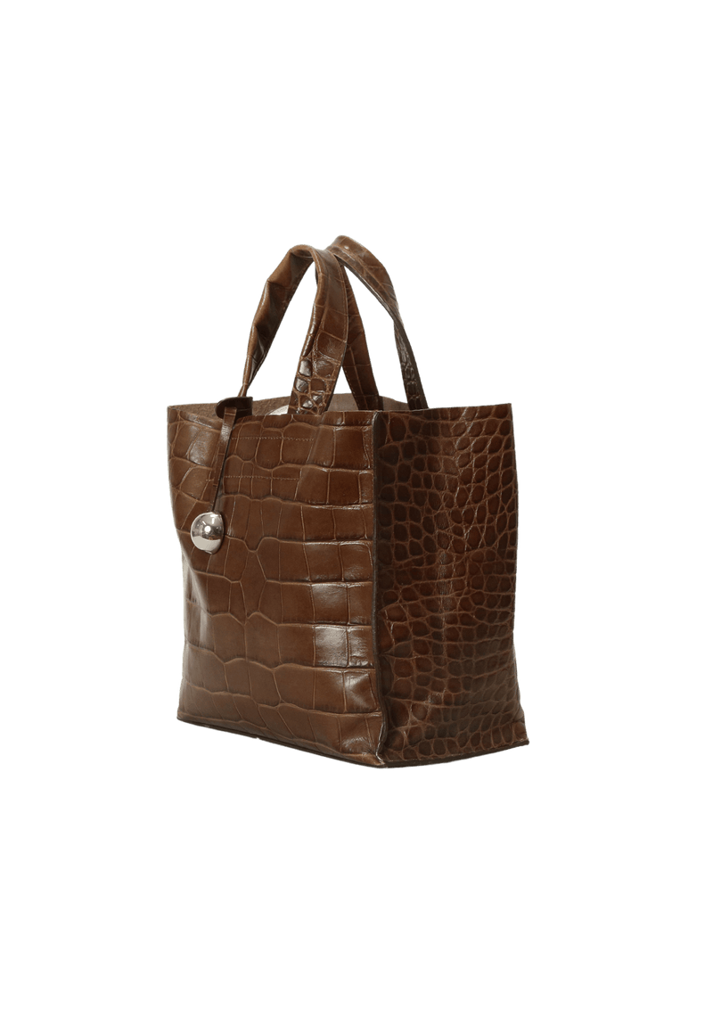 SMALL EMBOSSED CROCO LEATHER TOTE BAG