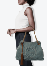 DENIM SOHO CHAIN TOTE