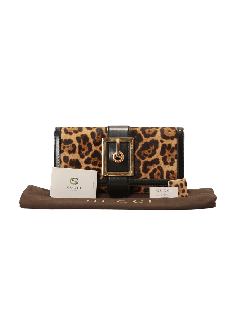 LEOPARD LADY BUCKLE CLUTCH