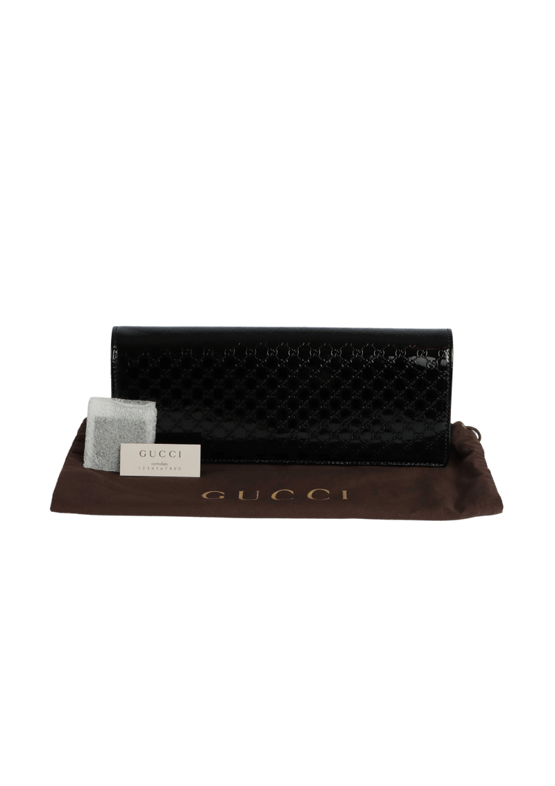 PATENT MICROGUCCISSIMA SMALL BROADWAY CLUTCH