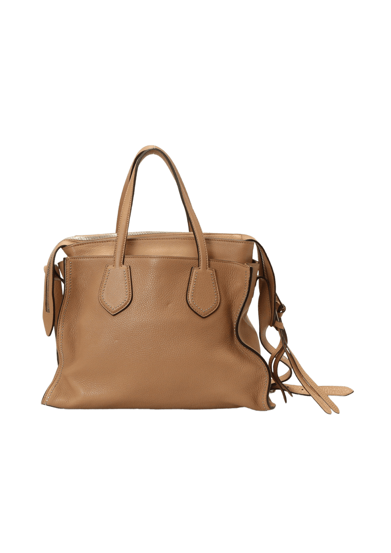 PEBBLED CALFSKIN STUDDED LEATHER TOTE