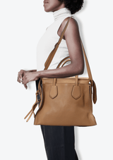 PEBBLED CALFSKIN STUDDED LEATHER TOTE