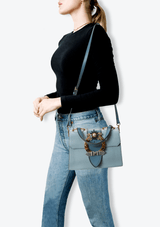 SMALL MADRAS CRYSTAL BUCKLE TOP HANDLE BAG