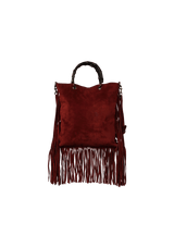 SUEDE BAMBOO FRINGE BAG