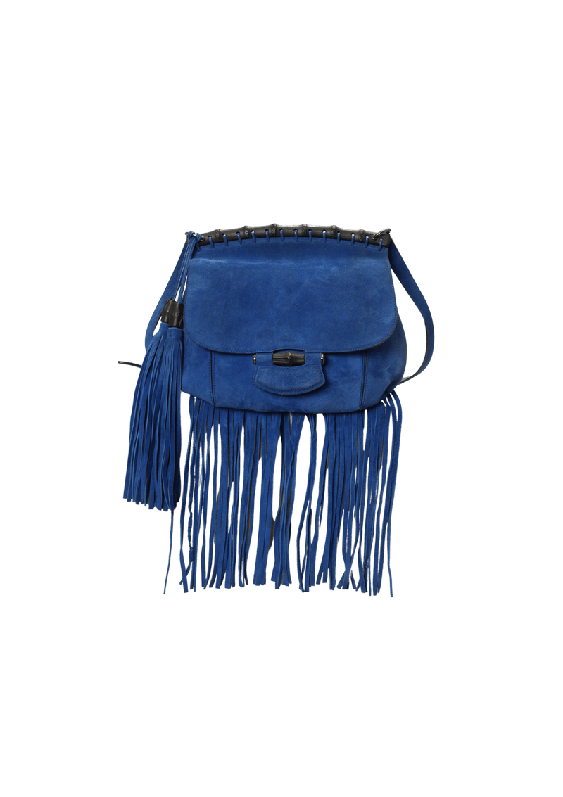 SUEDE FRINGE BAMBOO MESSENGER