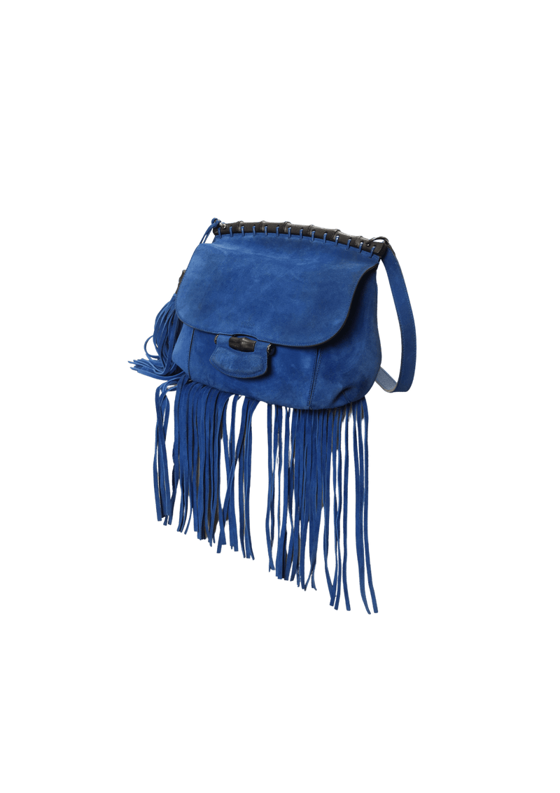 SUEDE FRINGE BAMBOO MESSENGER